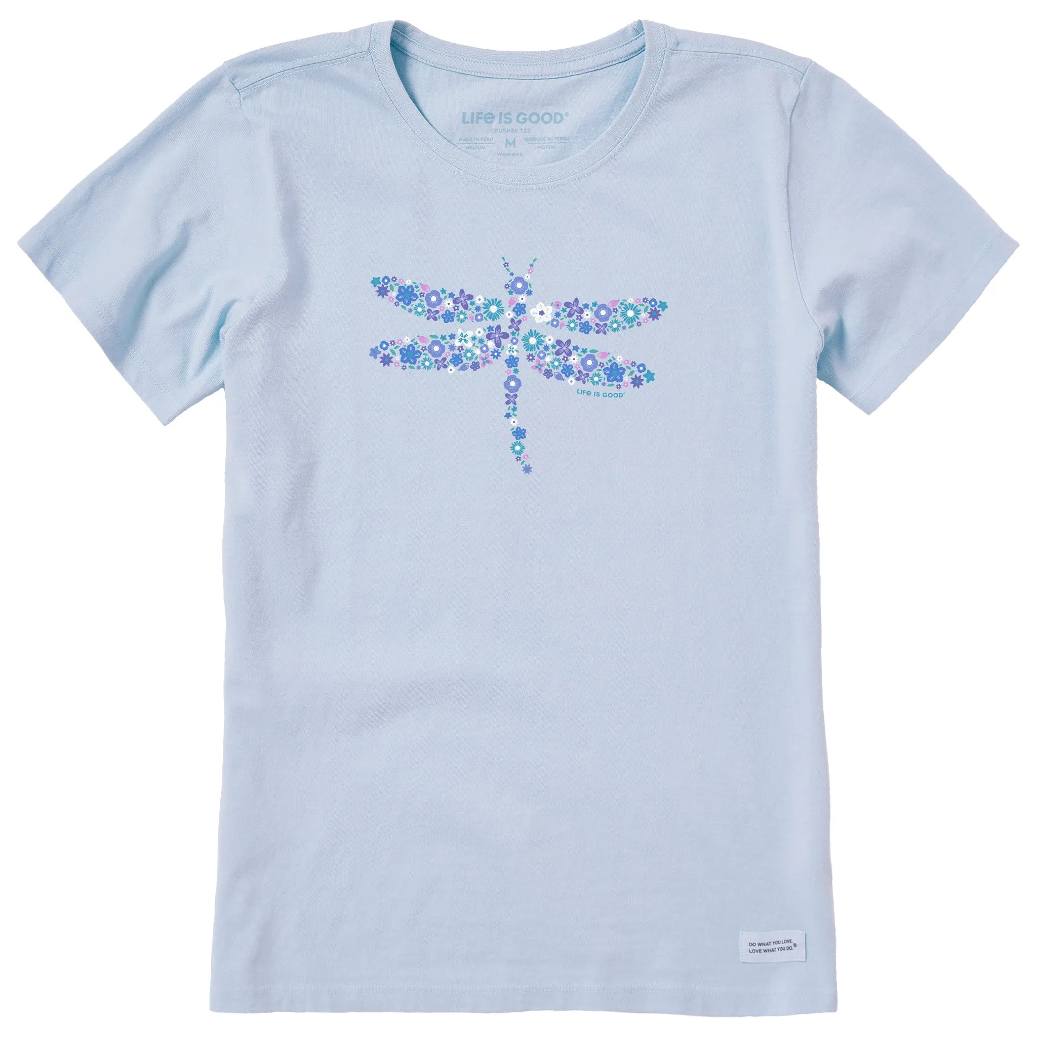 Women's Dragonfly Flowers Short Sleeve Tee Life is Good