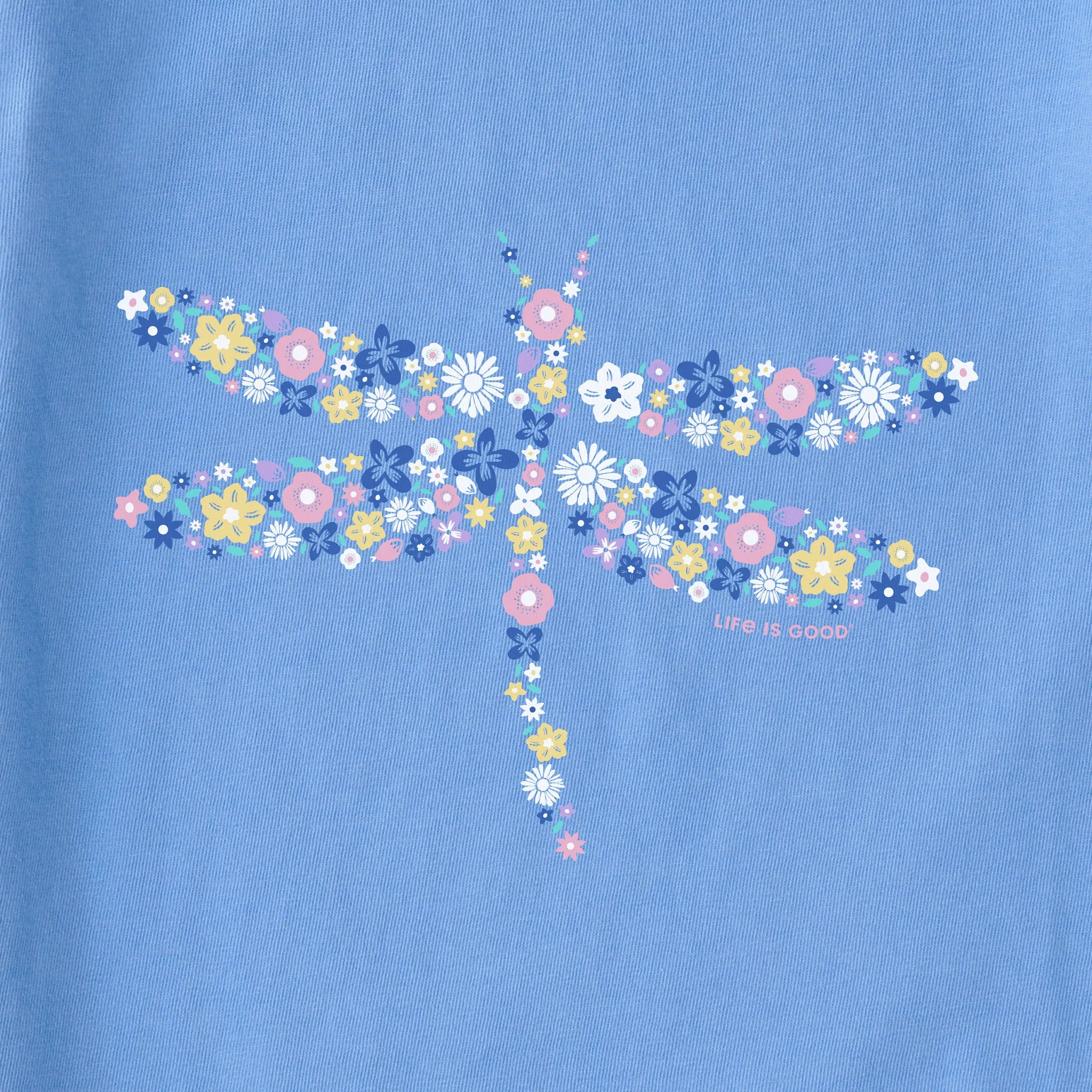 Women's Dragonfly Flowers Simply True Fleece Crew Life is Good
