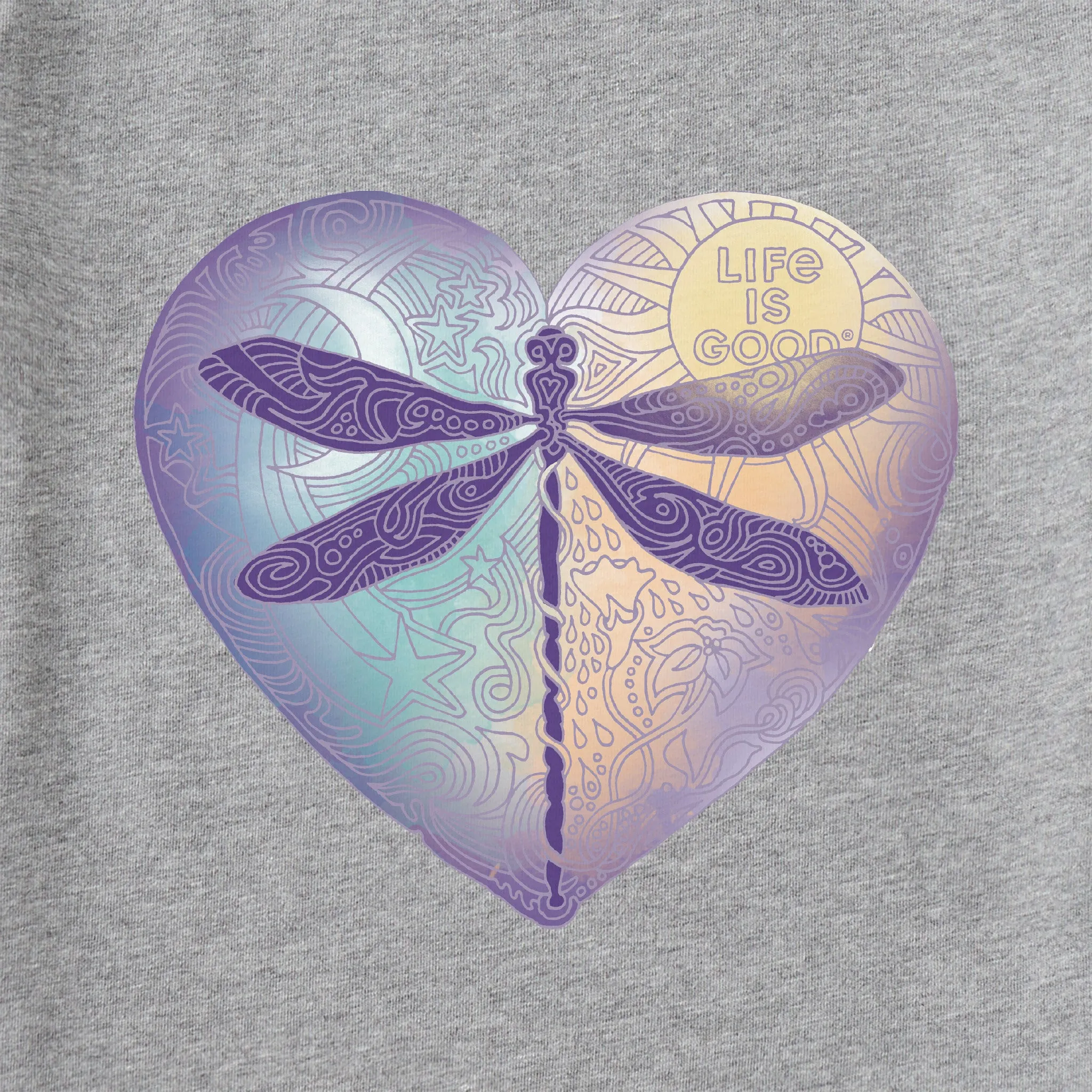 Women's Dragonfly Heart Vee Life is Good