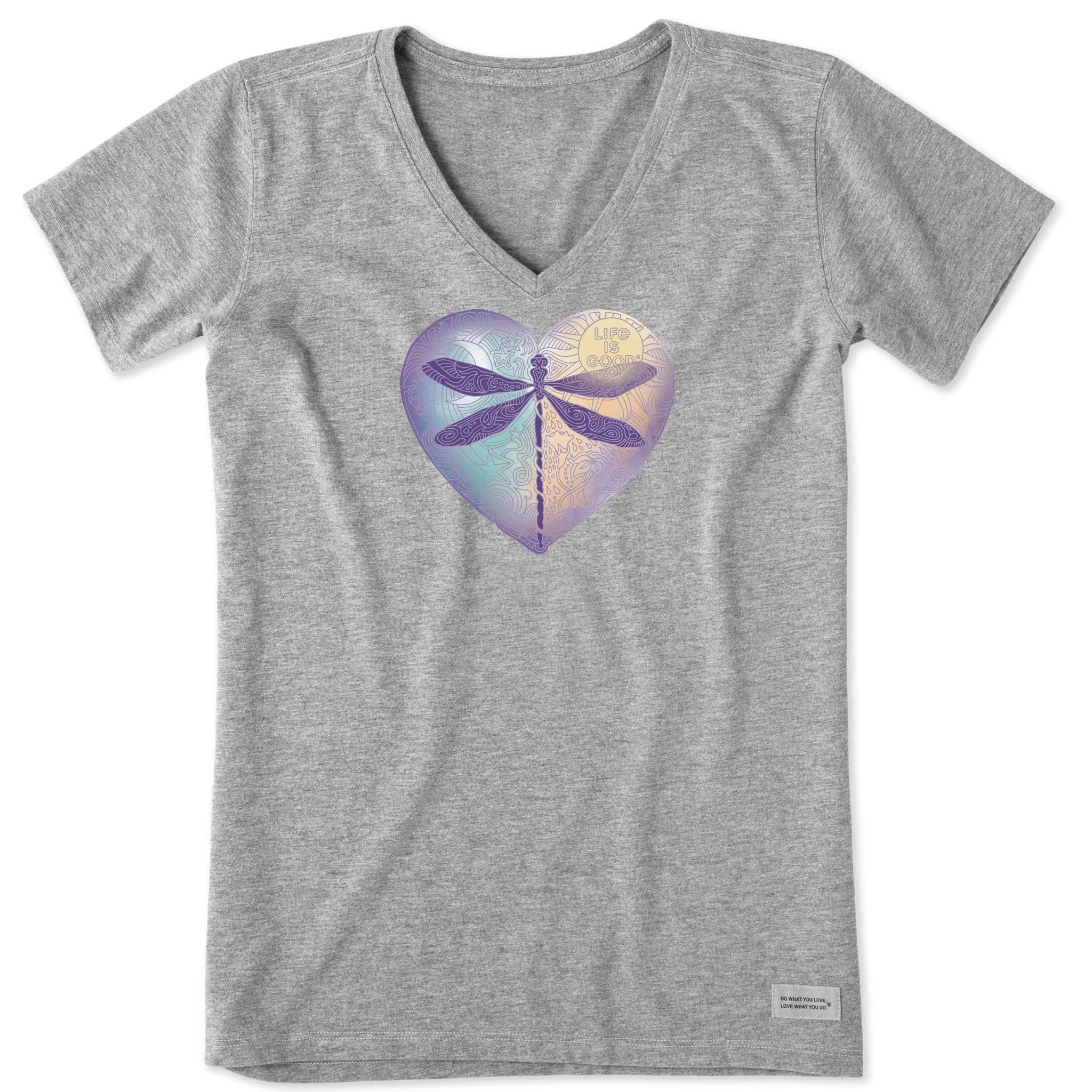 Women's Dragonfly Heart Vee Life is Good