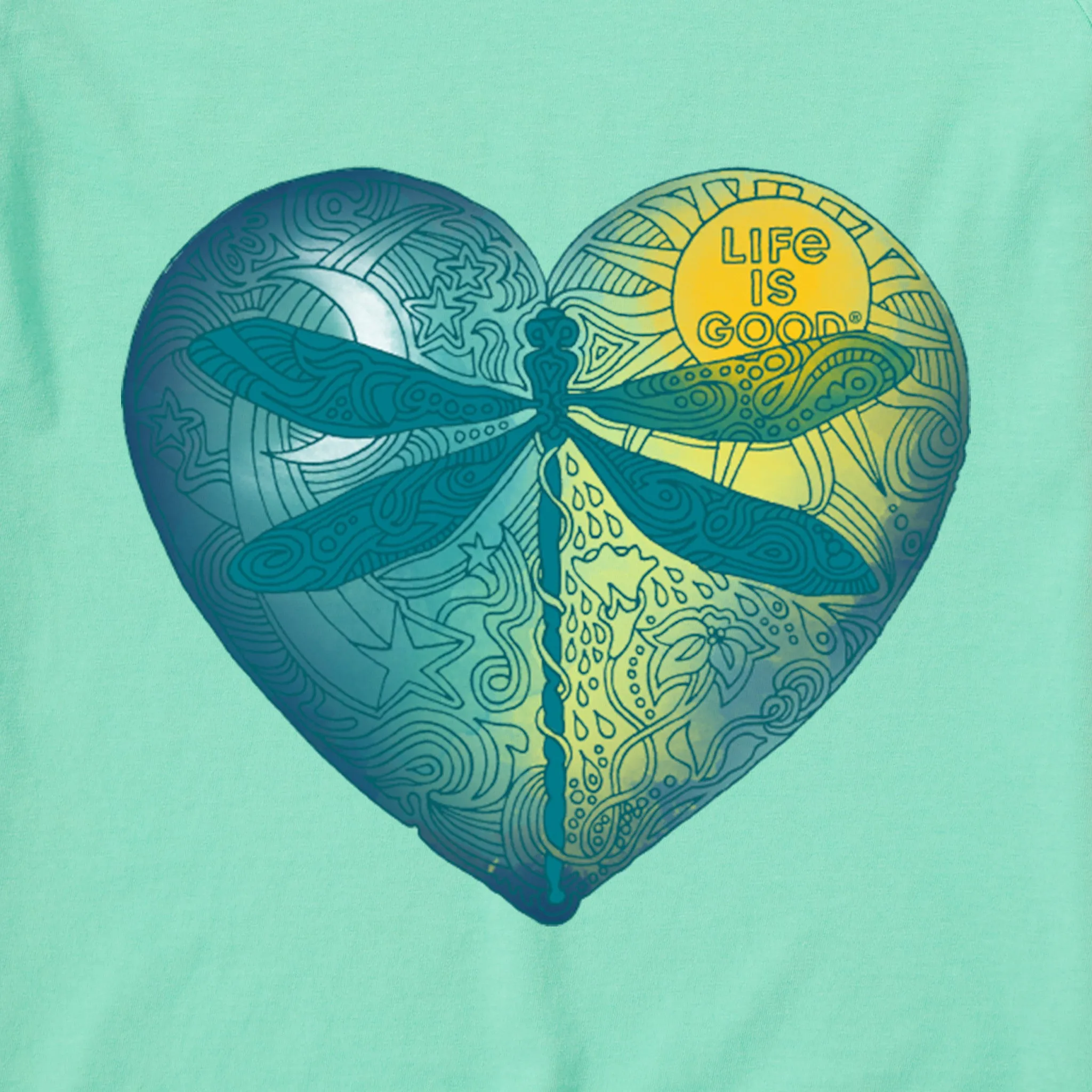 Women's Dragonfly Heart Vee Life is Good
