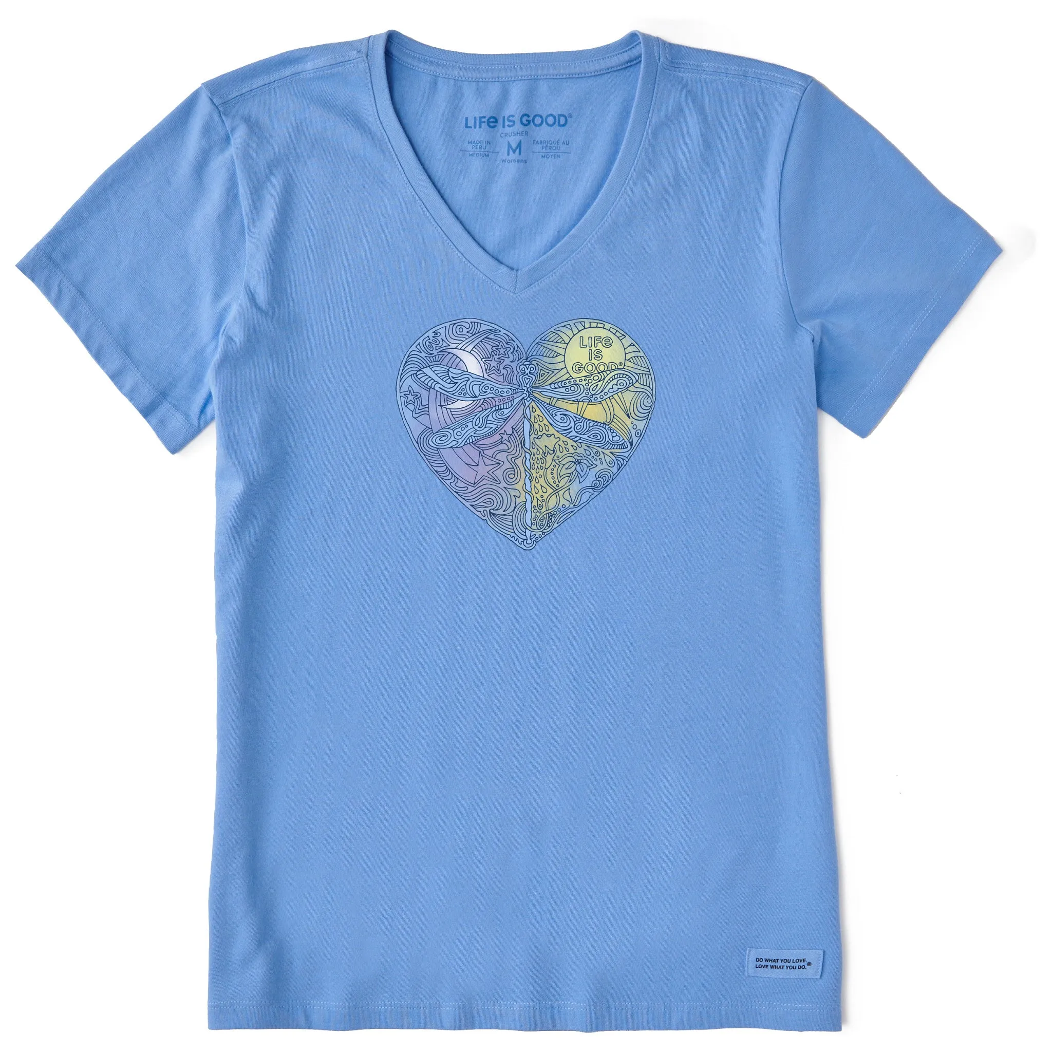 Women's Dragonfly Heart Vee Life is Good