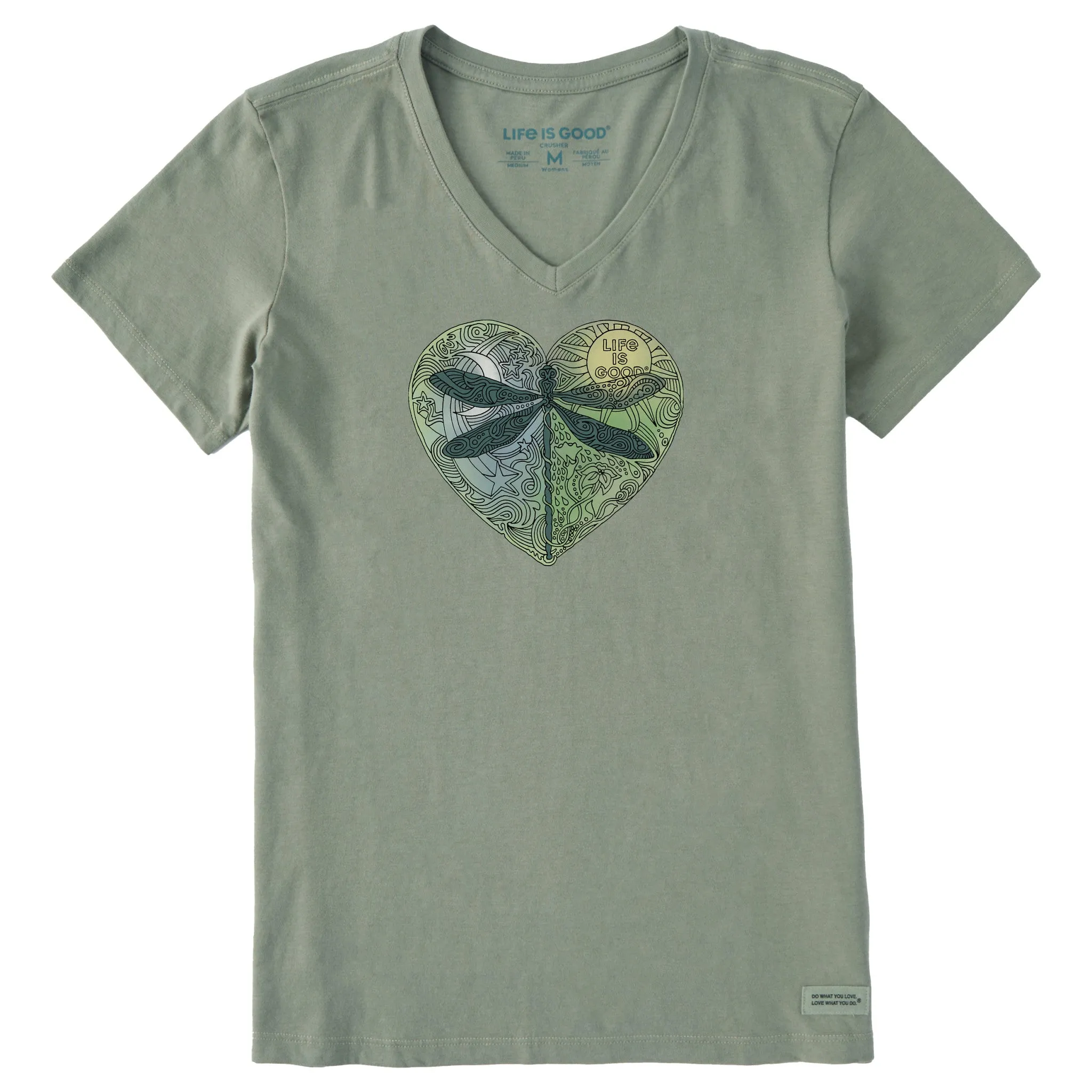 Women's Dragonfly Heart Vee Life is Good