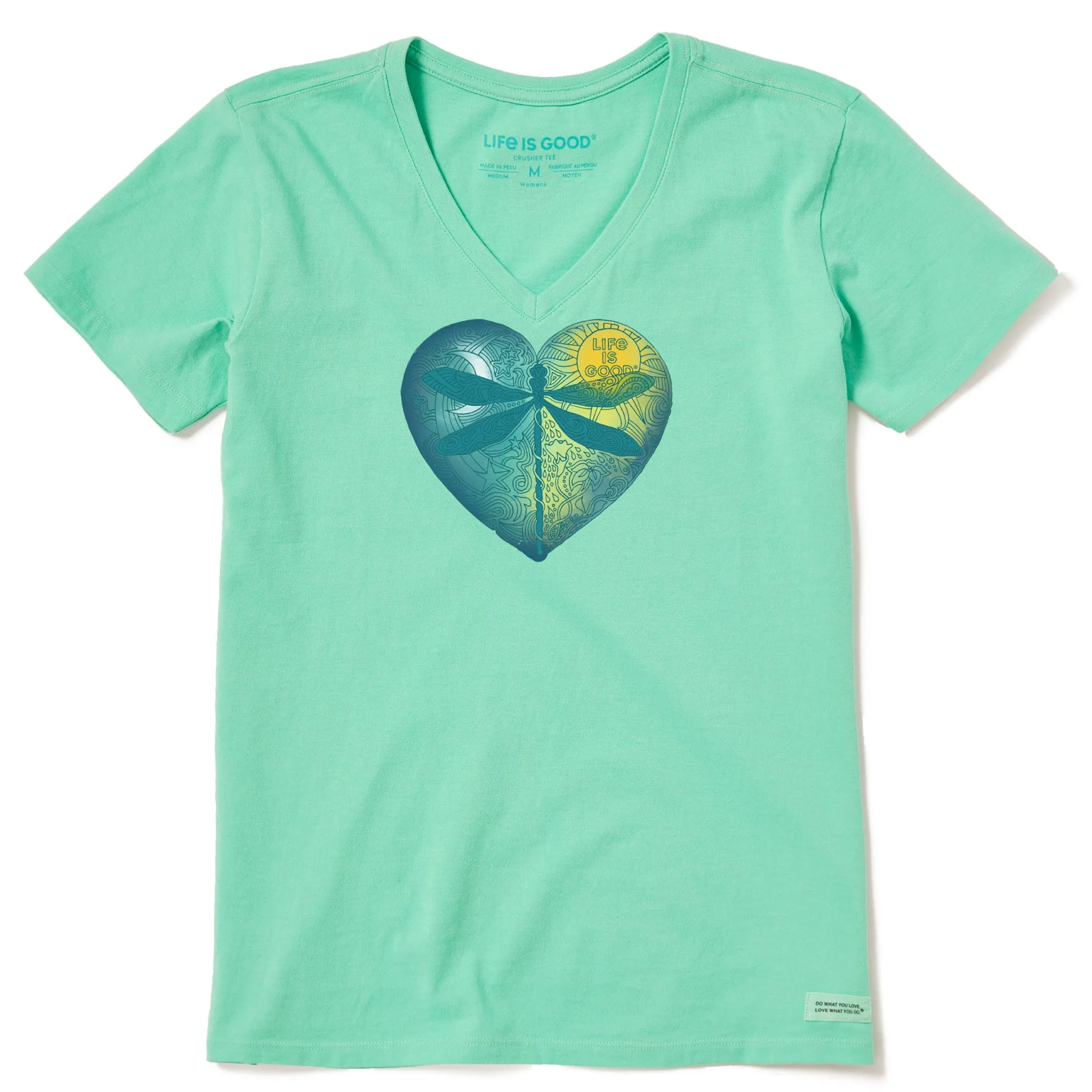 Women's Dragonfly Heart Vee Life is Good