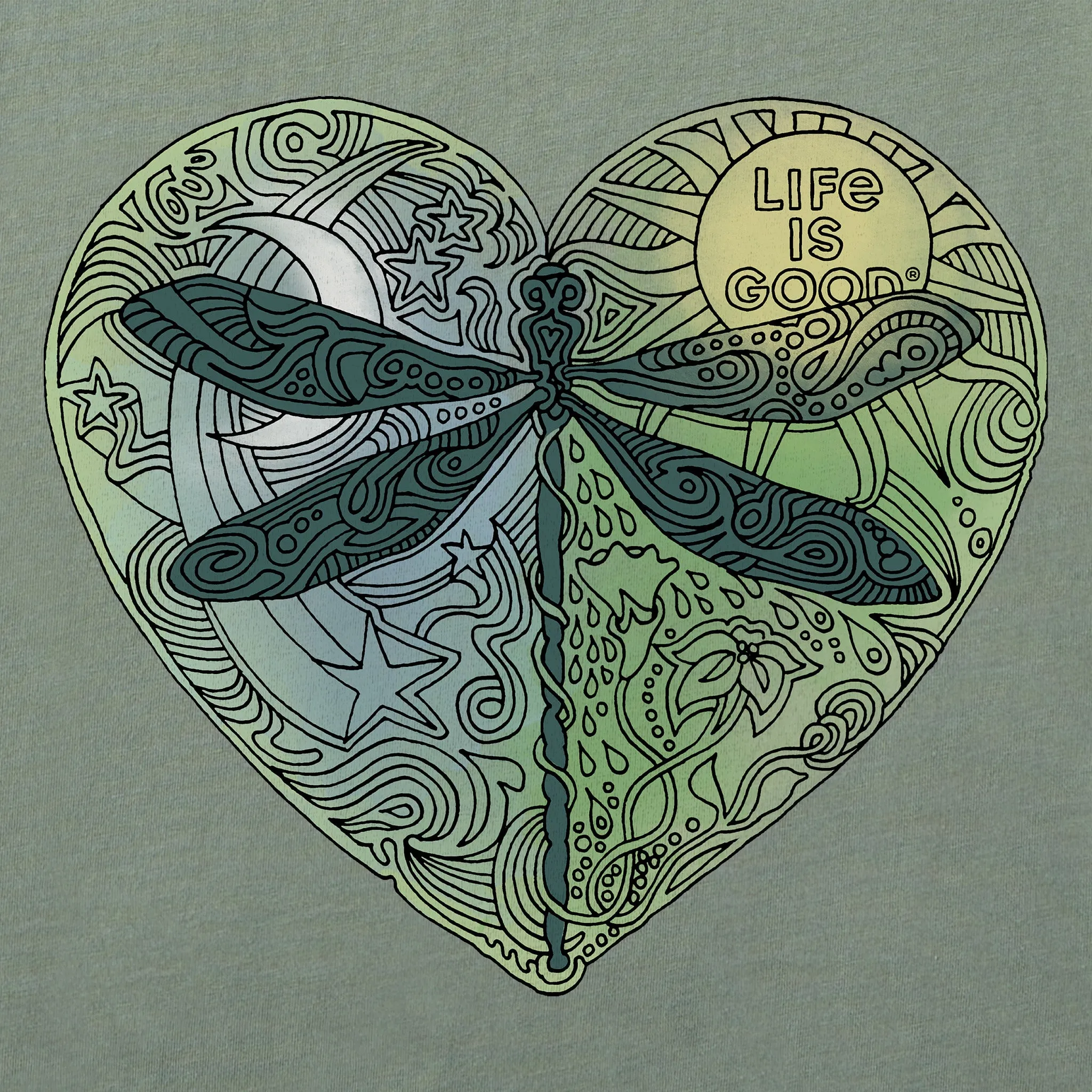 Women's Dragonfly Heart Vee Life is Good