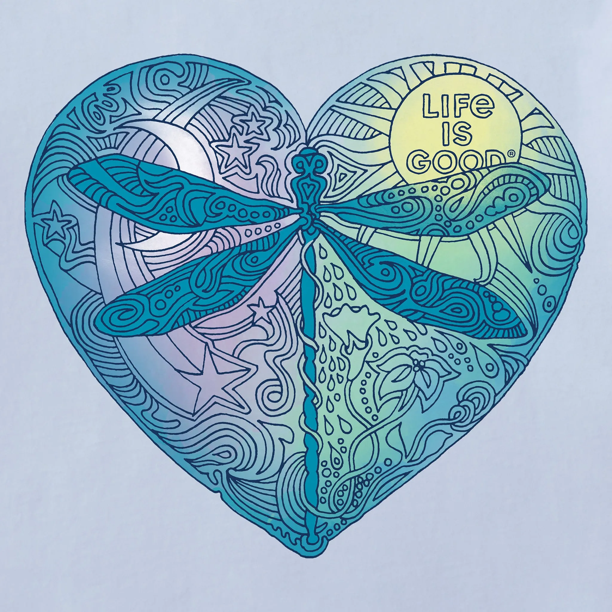 Women's Dragonfly Heart Vee Life is Good