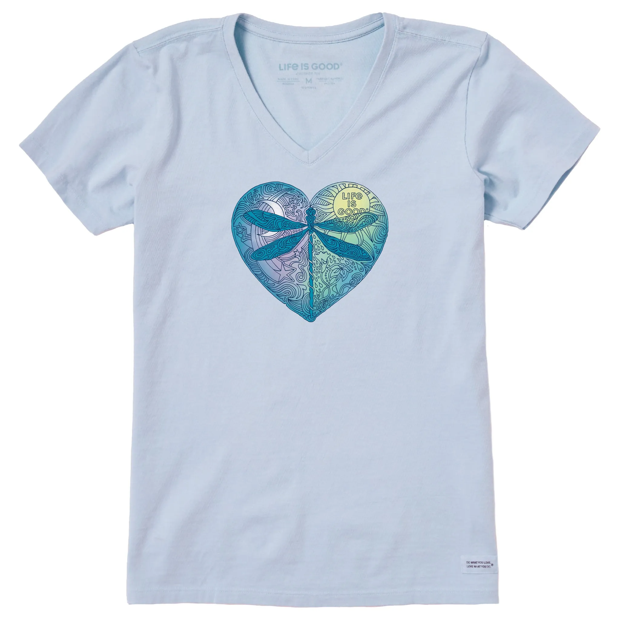 Women's Dragonfly Heart Vee Life is Good