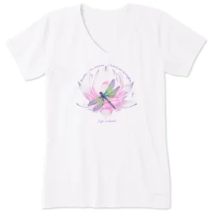 Women's Dragonfly Lotus Breathe Short Sleeve Crusher Vee Life is Good