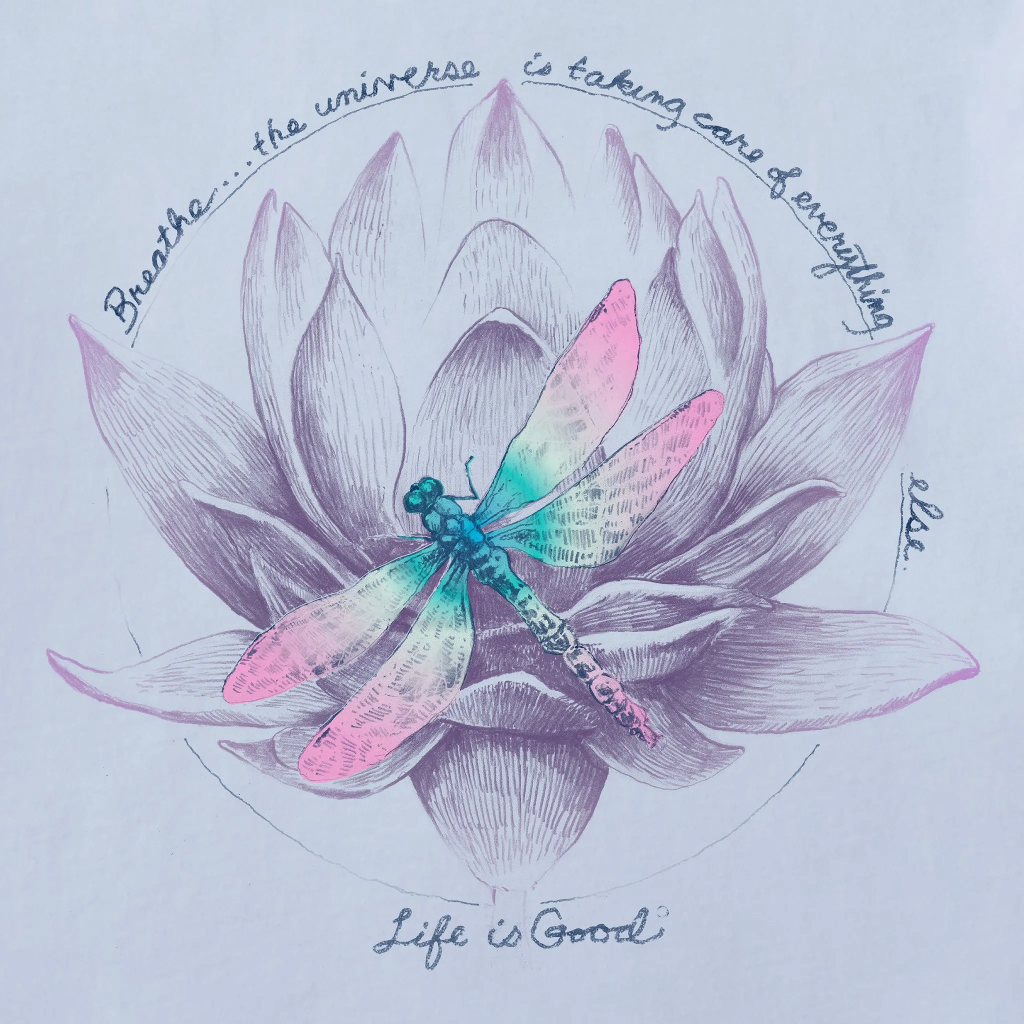 Women's Dragonfly Lotus Breathe Short Sleeve Crusher Vee Life is Good