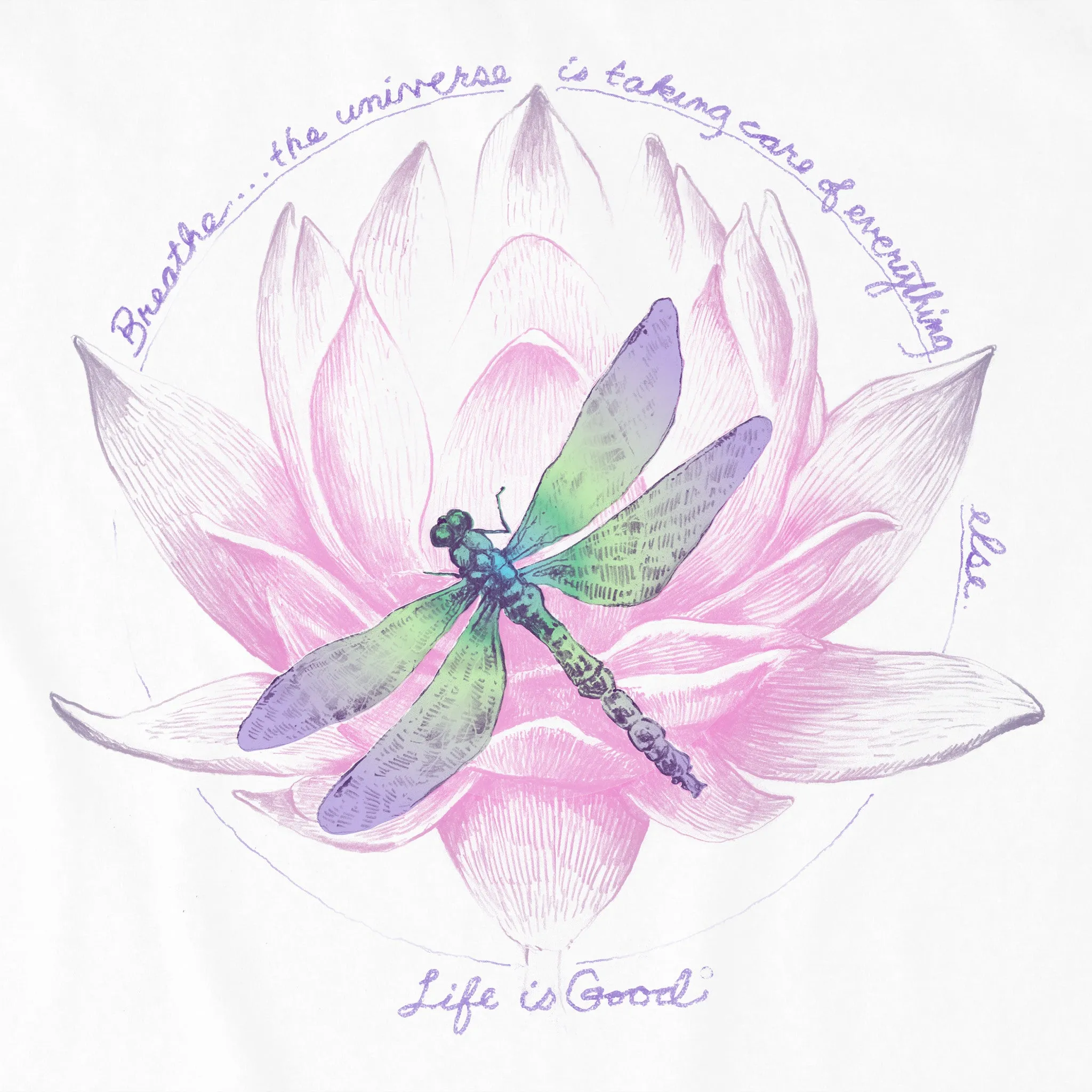 Women's Dragonfly Lotus Breathe Short Sleeve Tee Life is Good