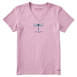 Women's Dragonfly Short Sleeve Crusher Vee Life is Good