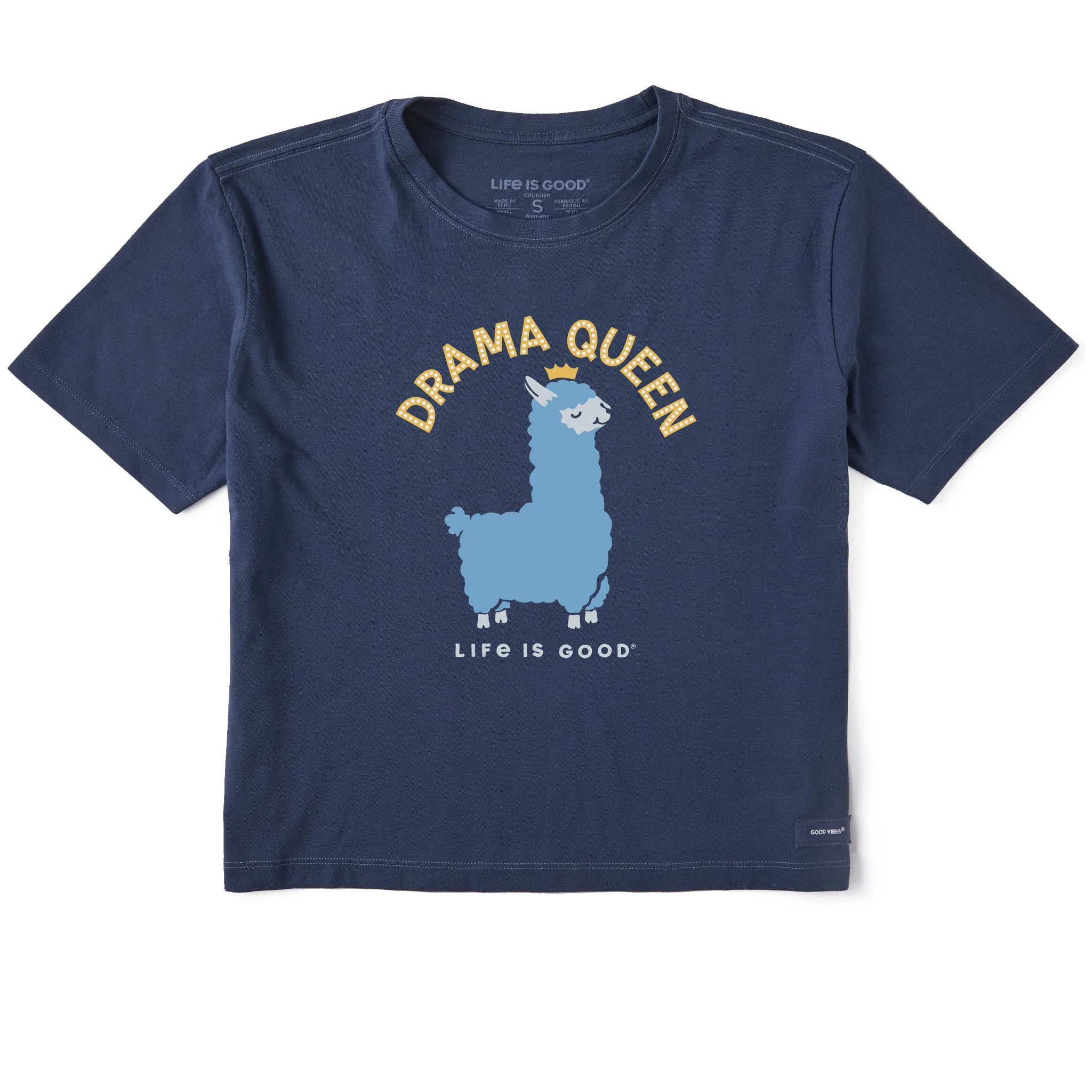 Women's Drama Queen Llama Short Sleeve Crusher Boxy Tee Life is Good