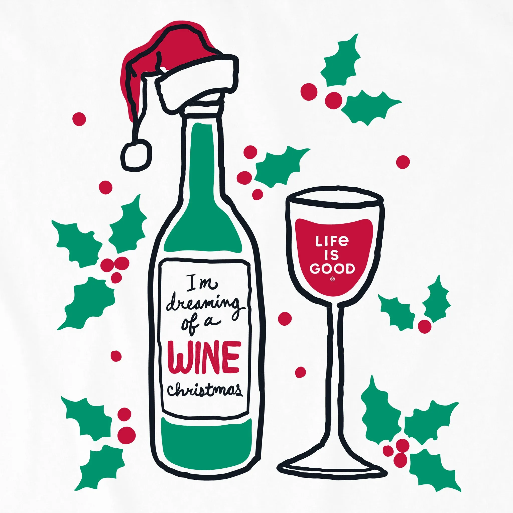 Women's Dreaming of a Wine Christmas Long Sleeve Crusher Tee Life is Good