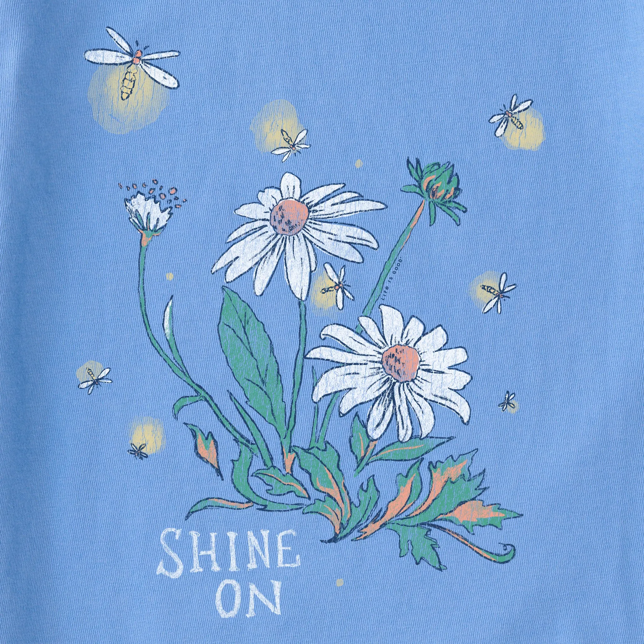 Women's Dreamy Shine On Daisies Short Sleeve Crusher Vee Life is Good