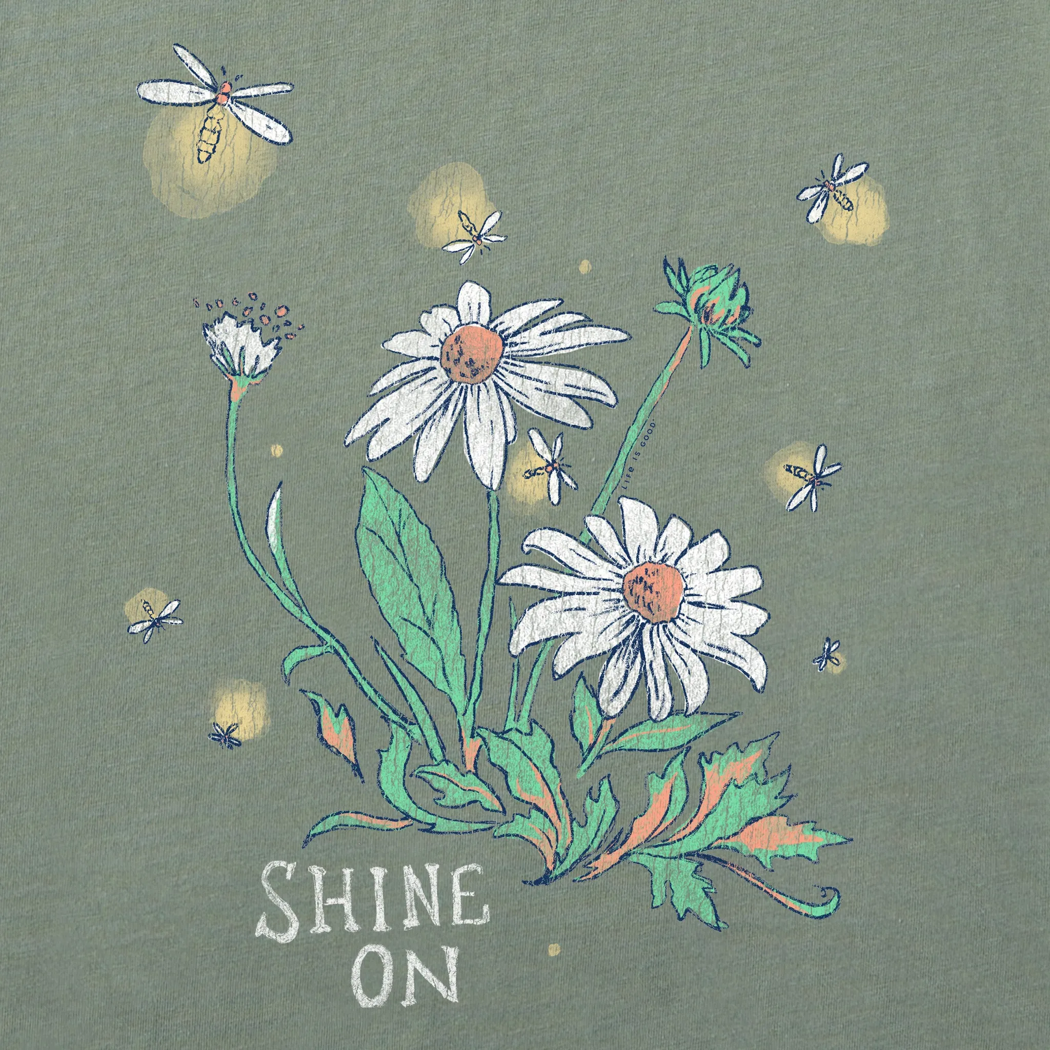 Women's Dreamy Shine On Daisies Short Sleeve Crusher Vee Life is Good