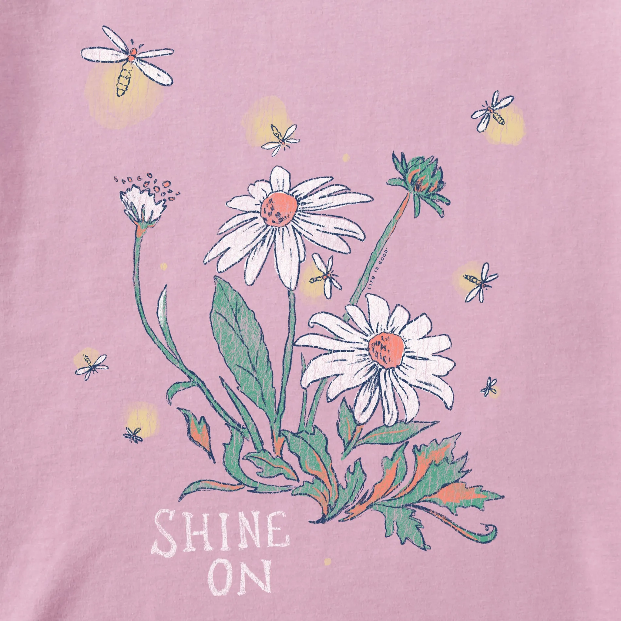 Women's Dreamy Shine On Daisies Short Sleeve Crusher Vee Life is Good