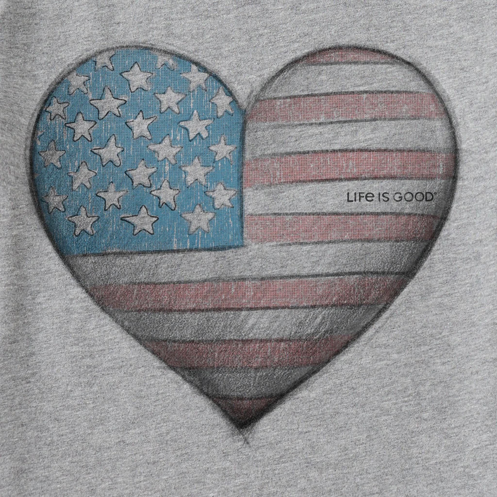 Women's Dreamy USA heart Short Sleeve Crusher Vee Life is Good