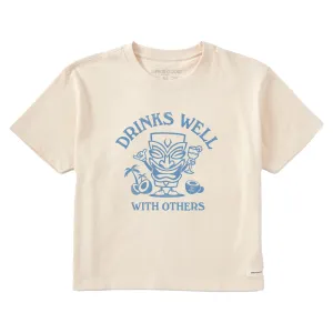 Women's Drinks Well Tiki Short Sleeve Crusher Boxy Tee Life is Good
