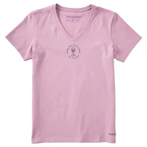 Women's Drinks Well with Others Wine Short Sleeve Crusher Vee Life is Good
