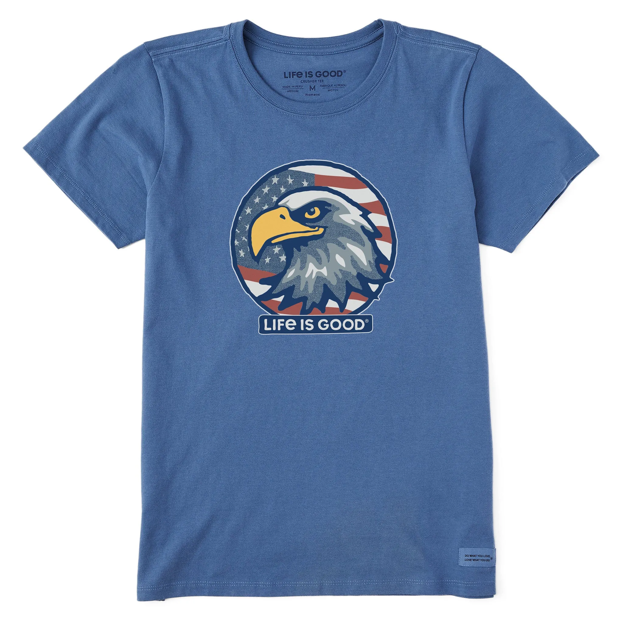 Women's Eagle Head Flag Short Sleeve Crusher Tee Life is Good