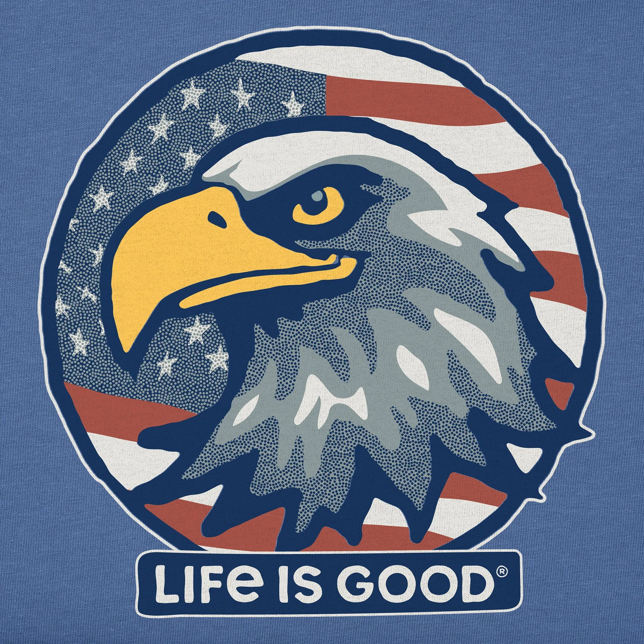Women's Eagle Head Flag Short Sleeve Crusher Tee Life is Good