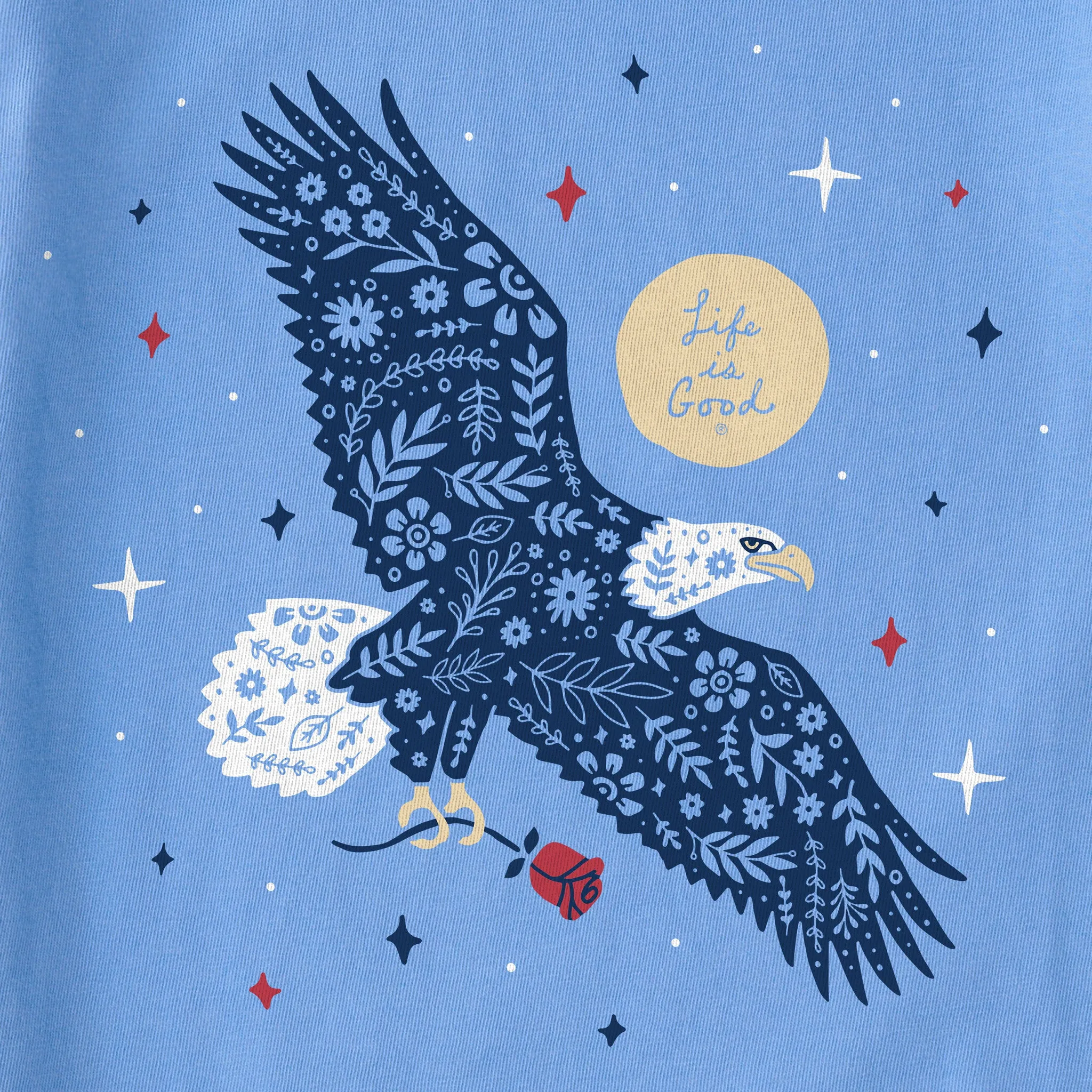 Women's Eagle With Rose Short Sleeve Tee Life is Good