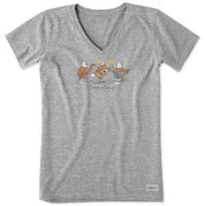 Women's Eagles Take it Easy Short Sleeve Vee Life is Good