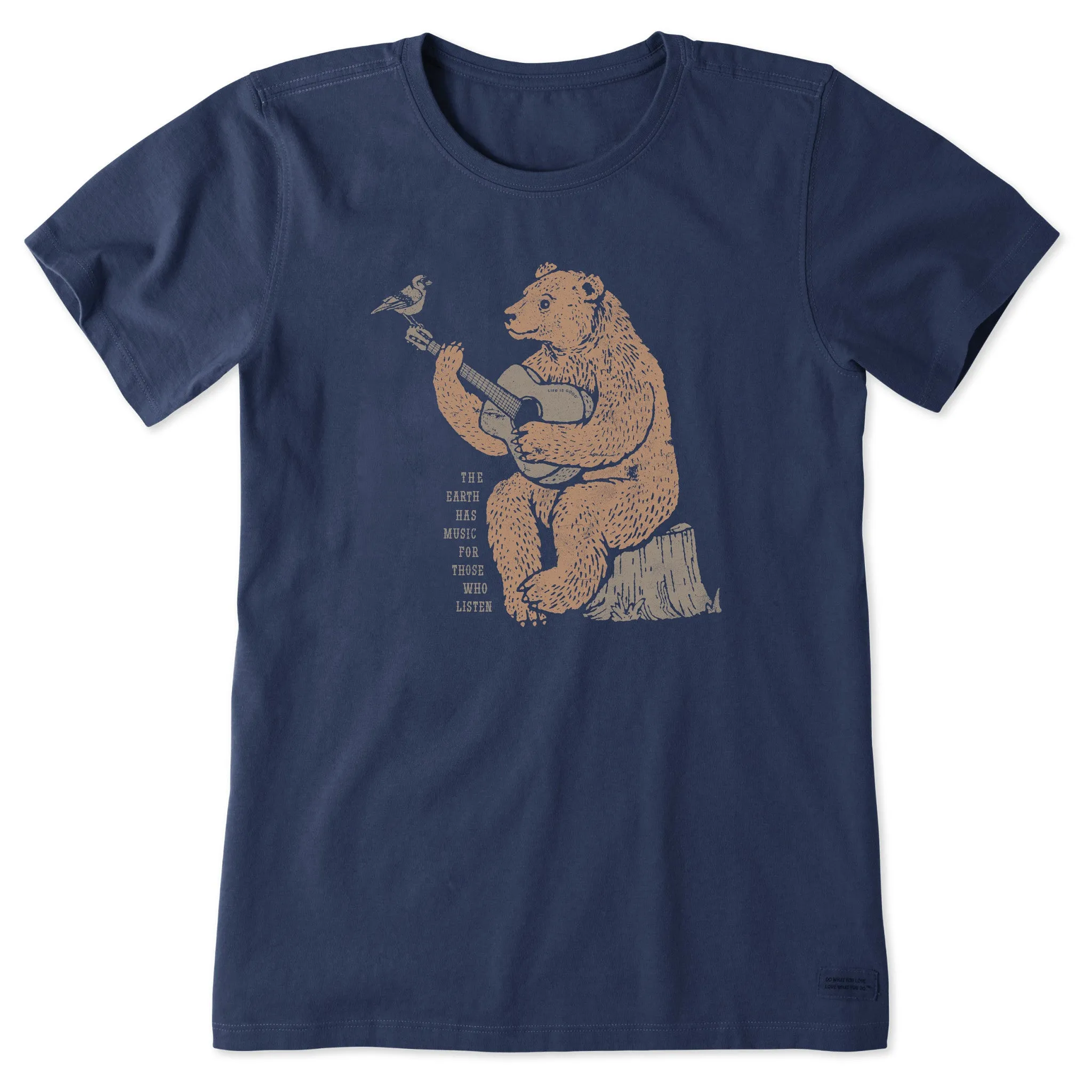 Women's Earth Has Music Guitar Bear Short Sleeve Tee Life is Good