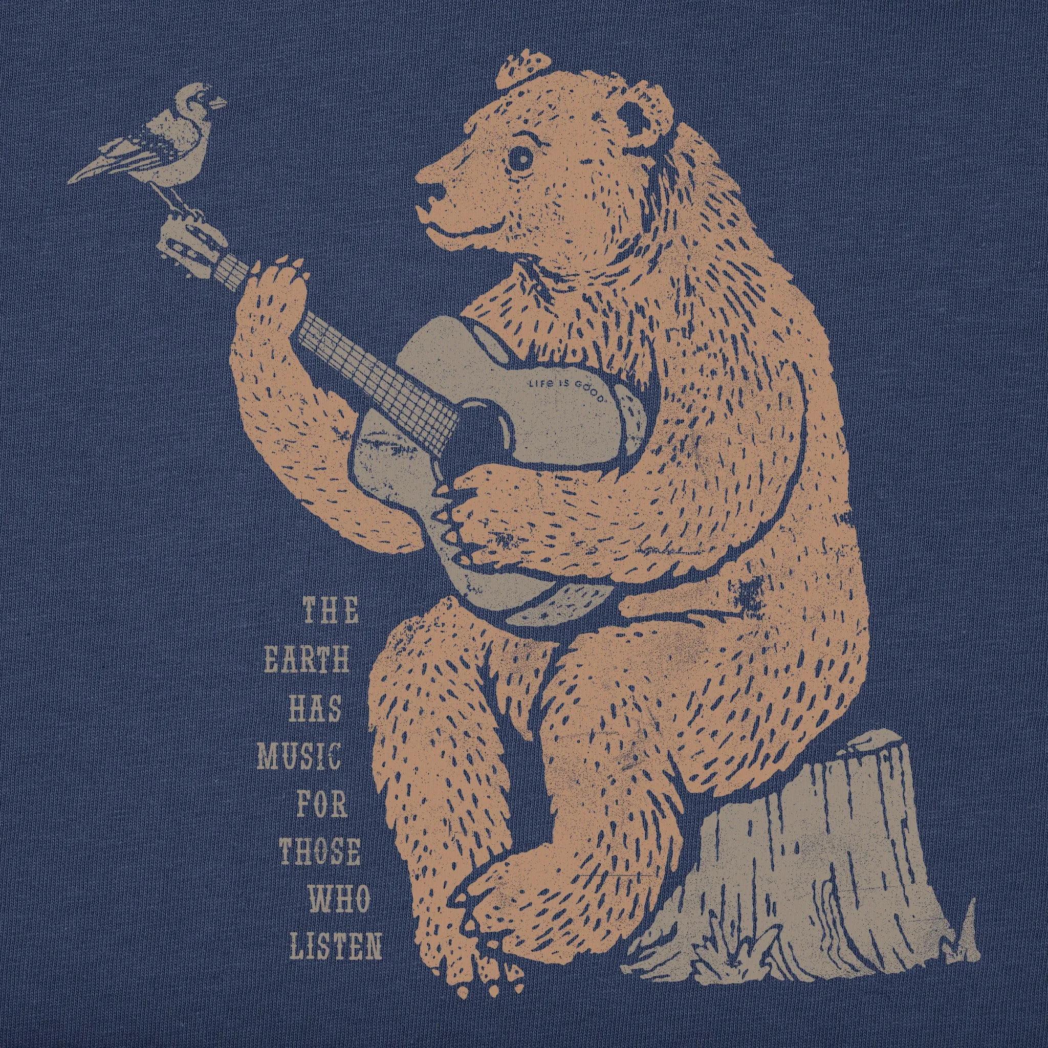 Women's Earth Has Music Guitar Bear Short Sleeve Tee Life is Good