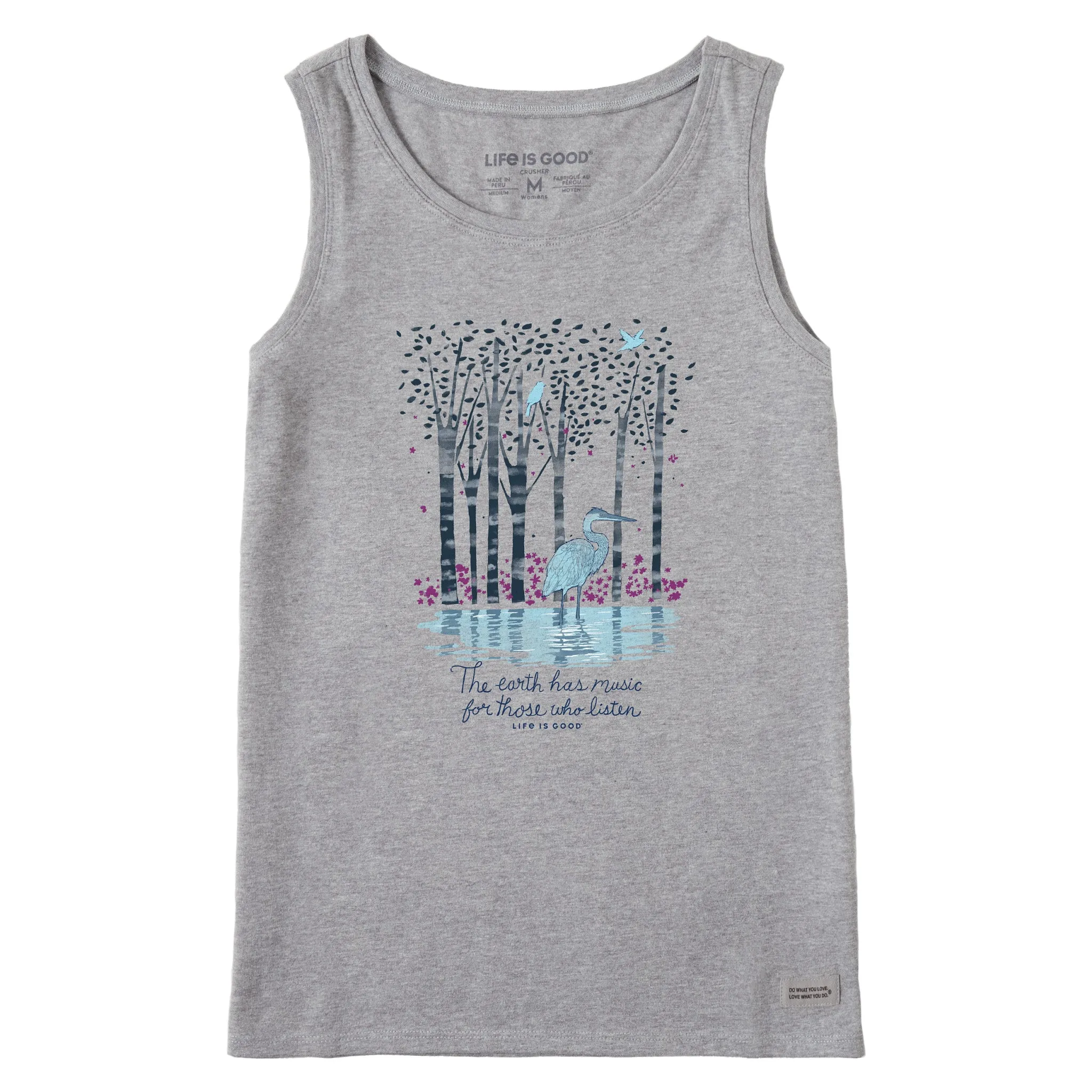 Women's Earth Has Music Heron Crusher Tank Life is Good