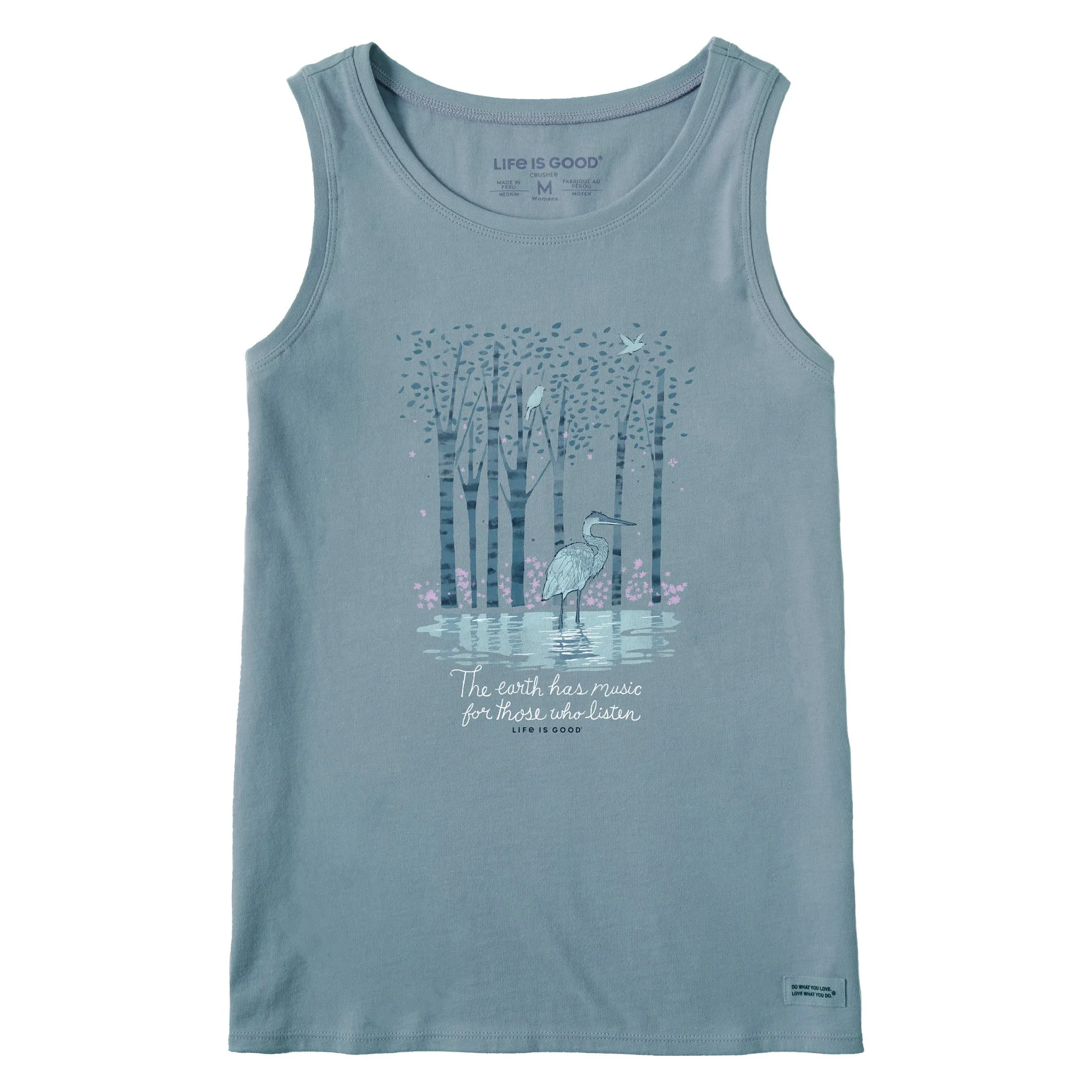 Women's Earth Has Music Heron Crusher Tank Life is Good