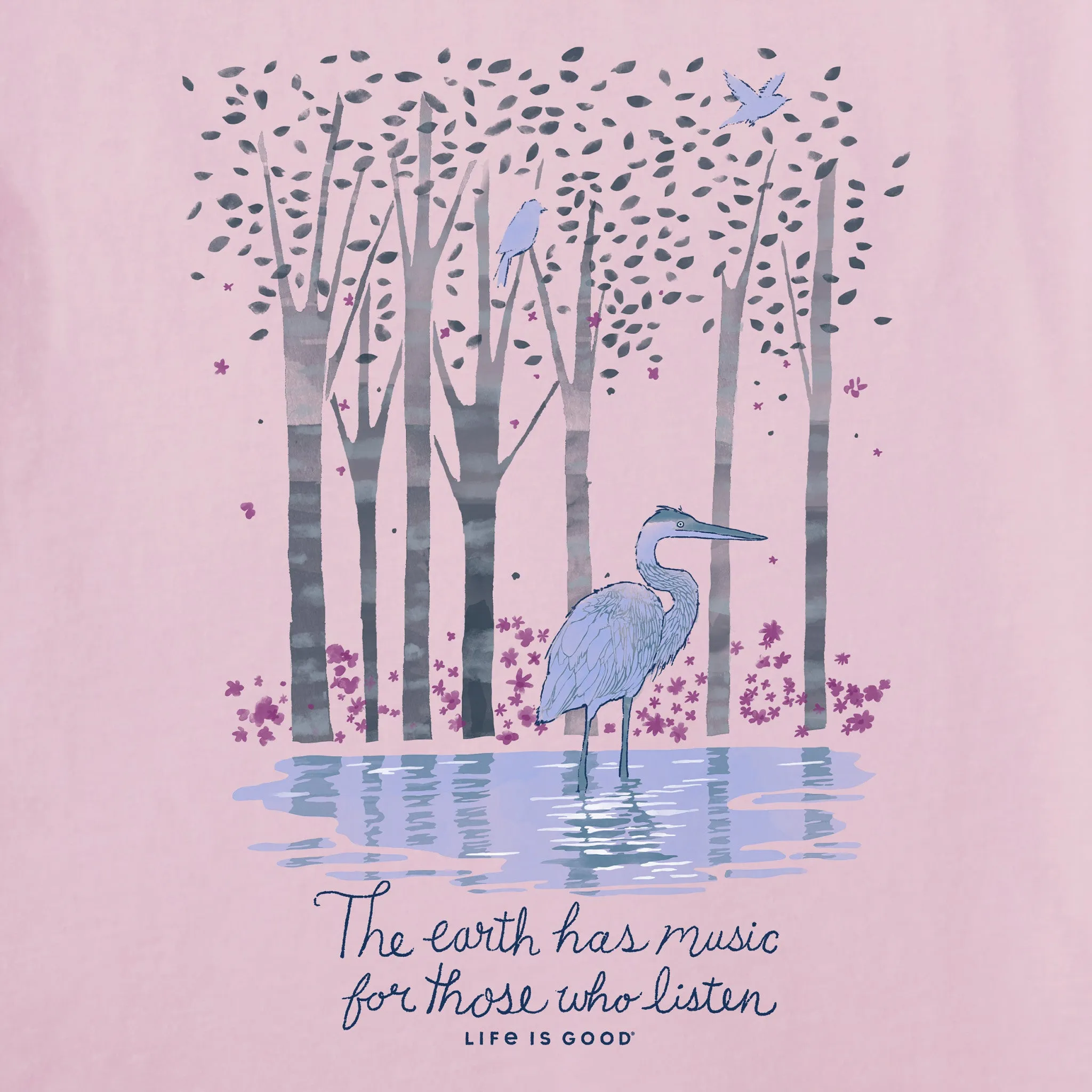 Women's Earth Has Music Heron Long Sleeve Crusher Vee Life is Good
