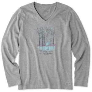 Women's Earth Has Music Heron Long Sleeve Crusher Vee Life is Good