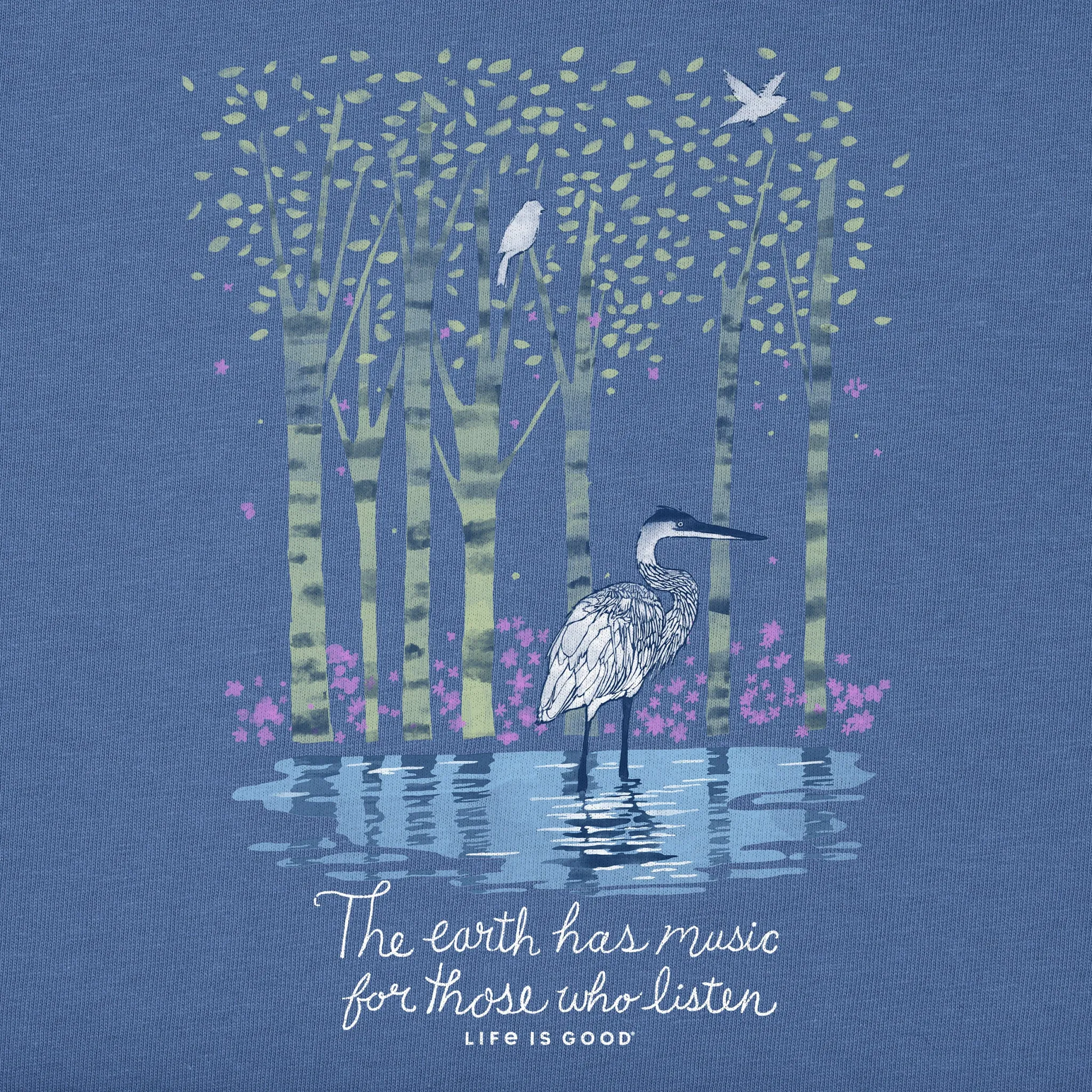 Women's Earth Has Music Heron Long Sleeve Crusher Vee Life is Good
