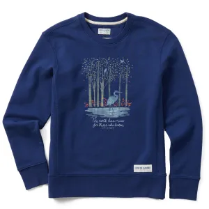 Women's Earth Has Music Heron Simply True Fleece Crew Life is Good