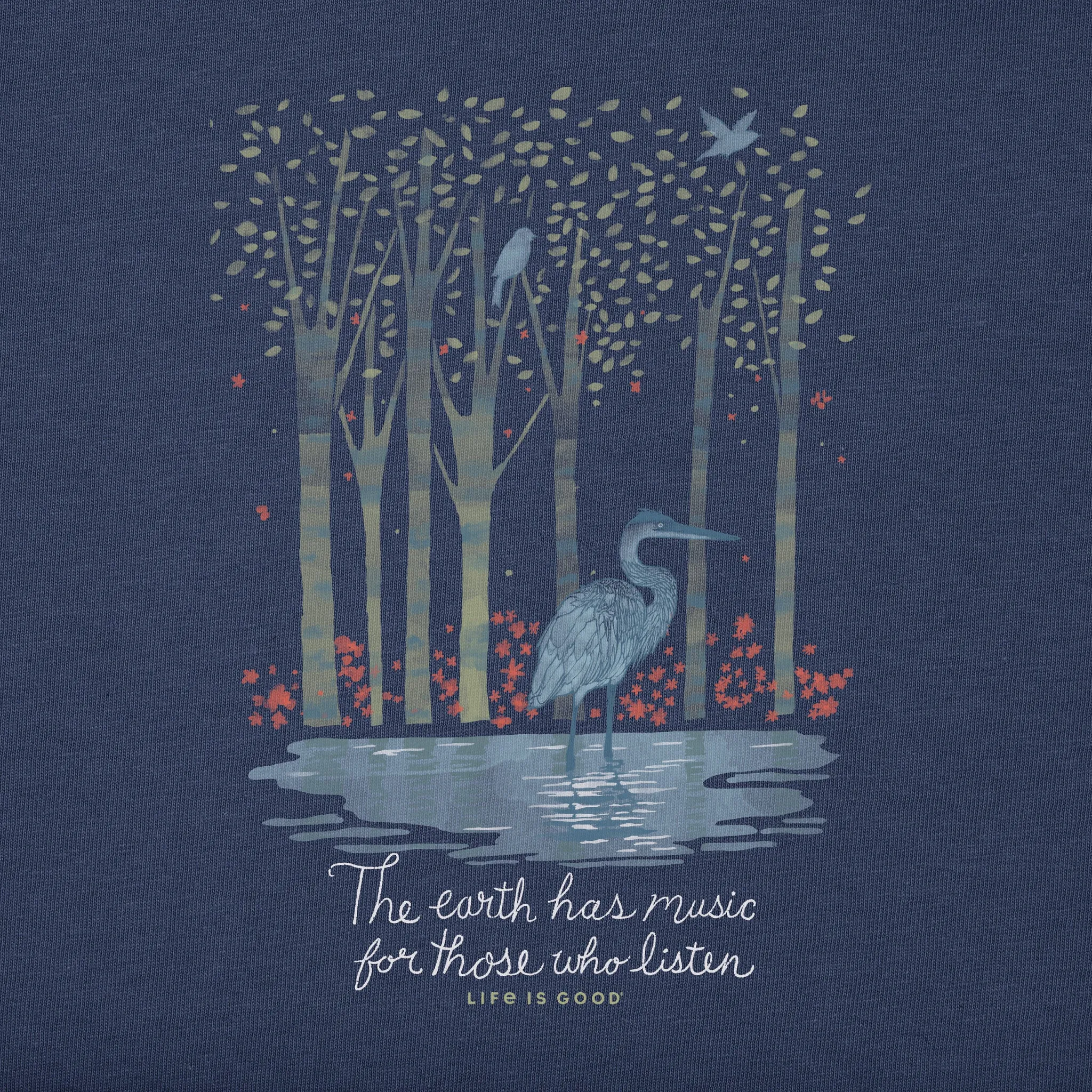 Women's Earth Has Music Heron Simply True Fleece Crew Life is Good