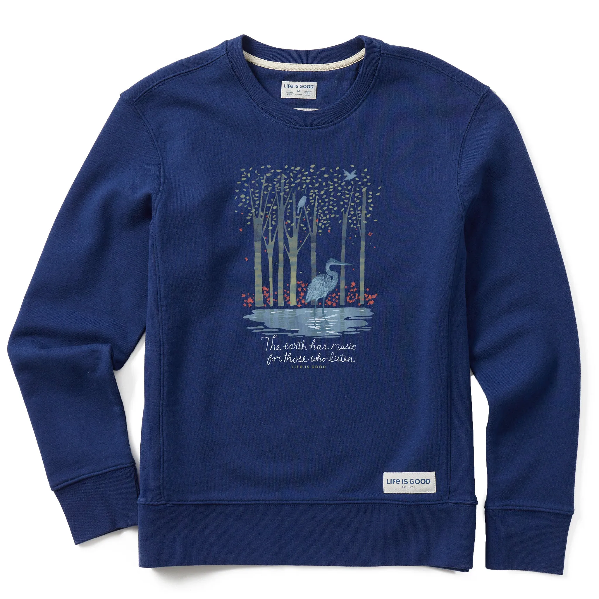Women's Earth Has Music Heron Simply True Fleece Crew Life is Good