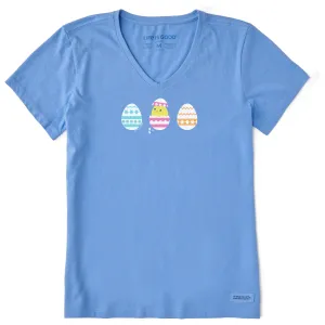 Women's Easter Egg Chick Short Sleeve Vee Life is Good