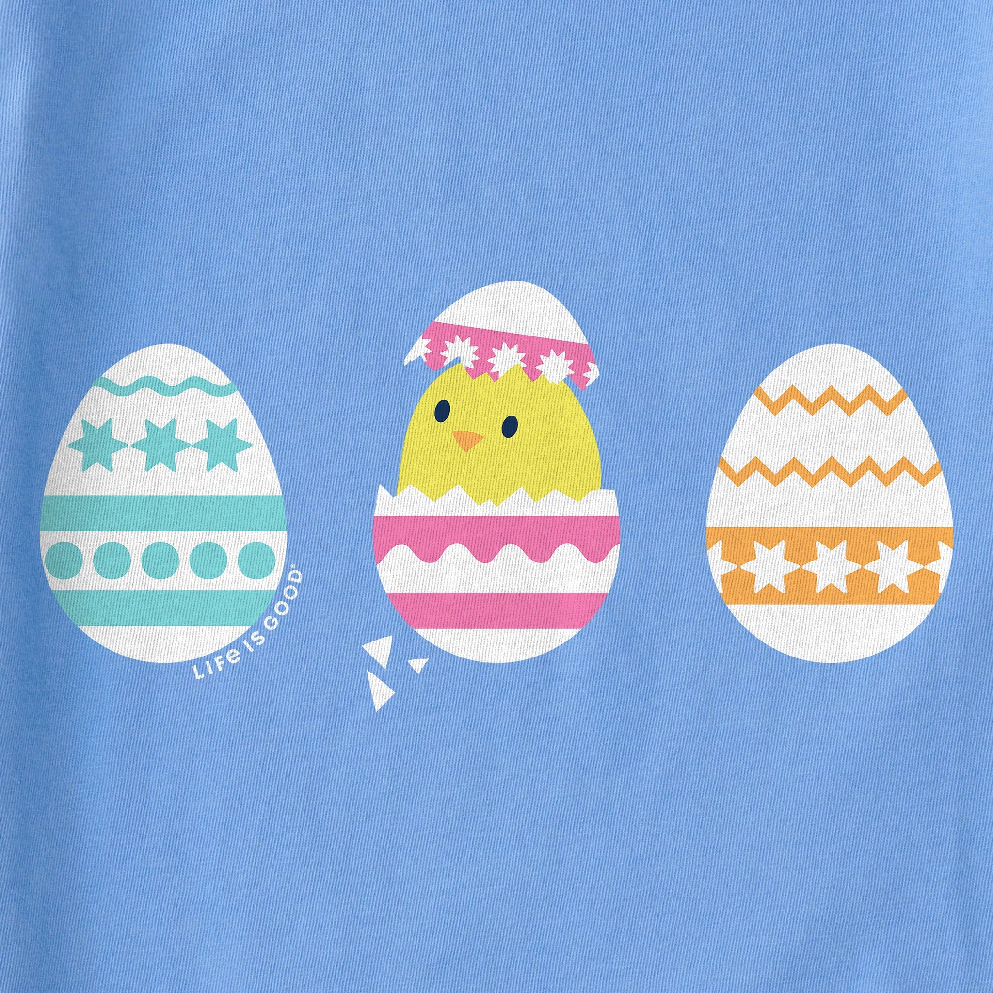 Women's Easter Egg Chick Short Sleeve Vee Life is Good
