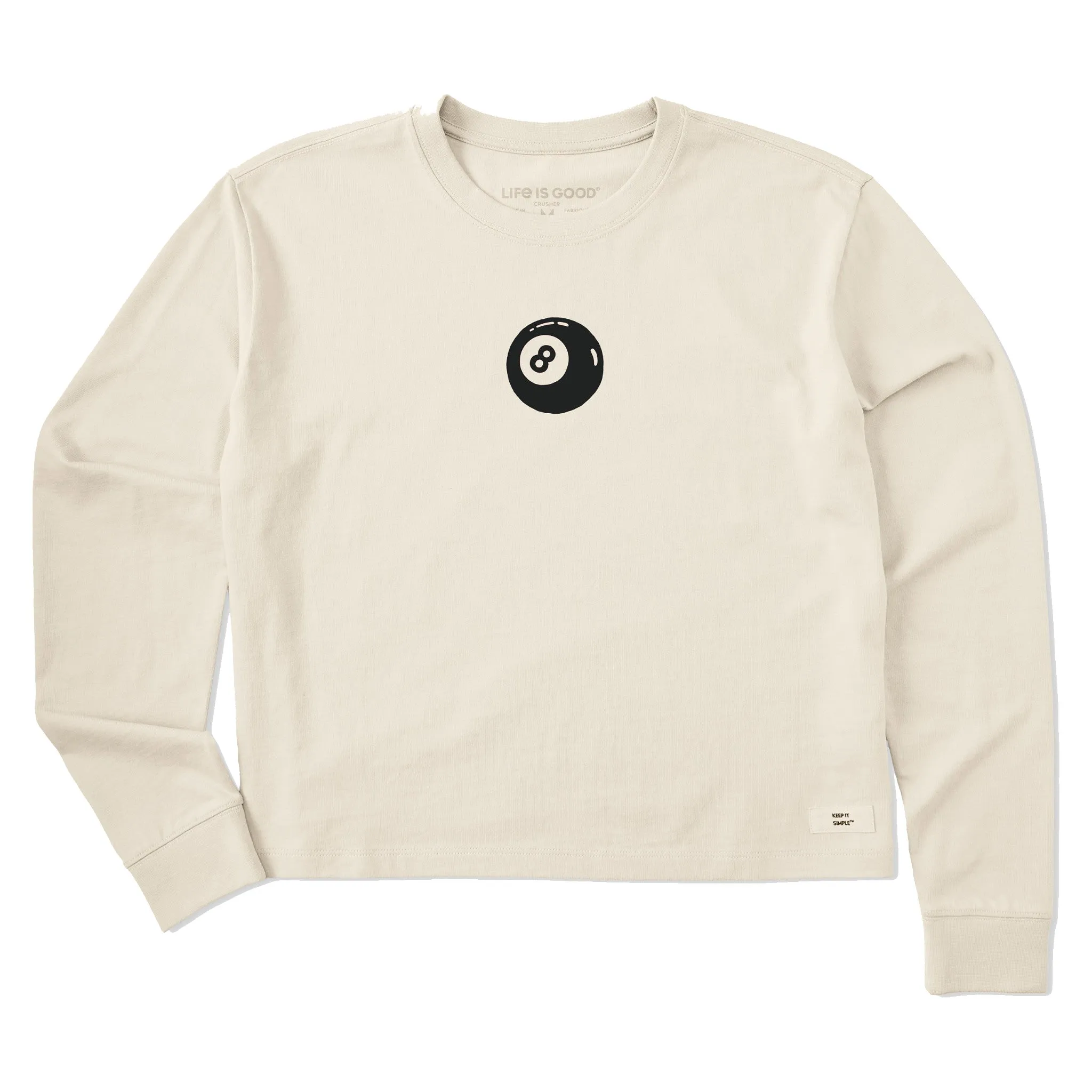 Women's Eight Ball Mini Long Sleeve Crusher Boxy Tee Life is Good