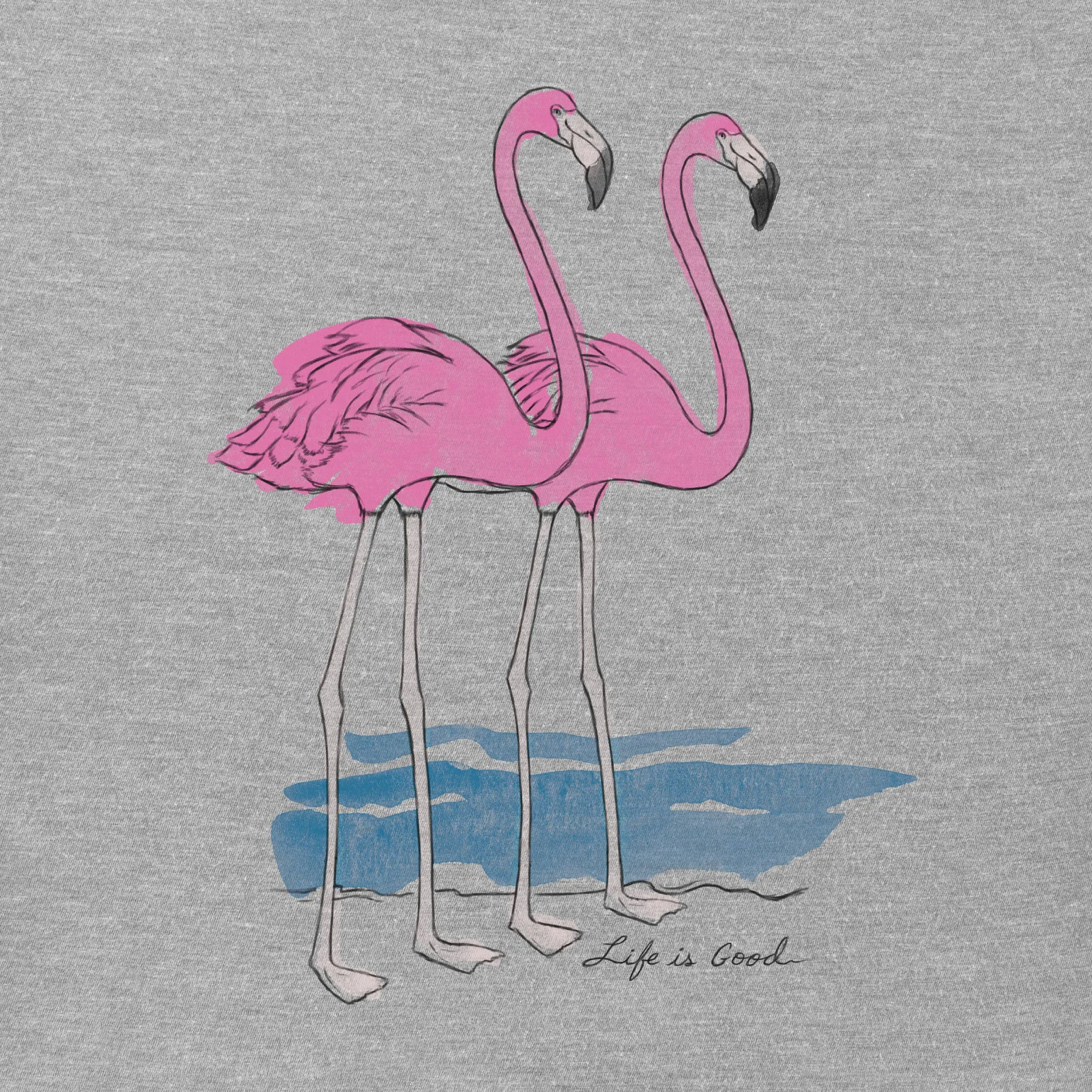 Women's Elegant Flamingos Short Sleeve Vee Life is Good