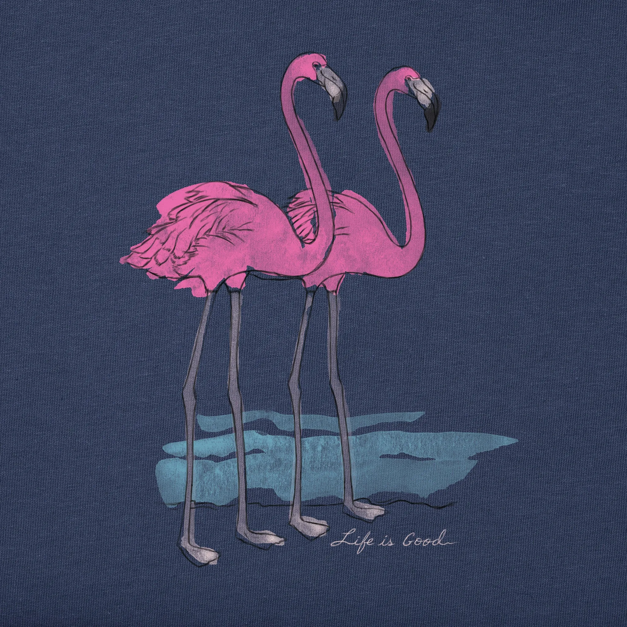 Women's Elegant Flamingos Short Sleeve Vee Life is Good