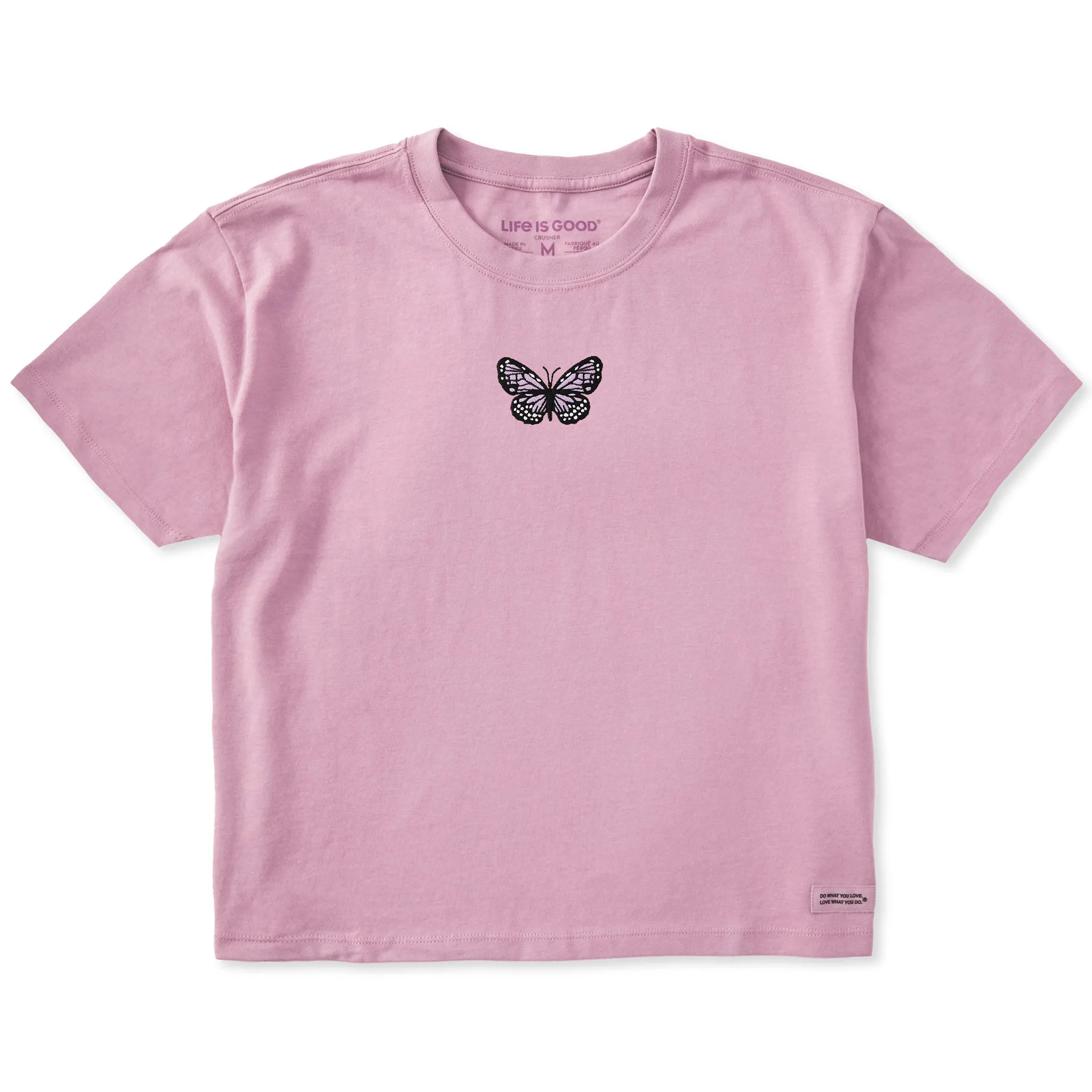 Women's Embroidered Butterfly Short Sleeve Crusher Boxy Tee Life is Good