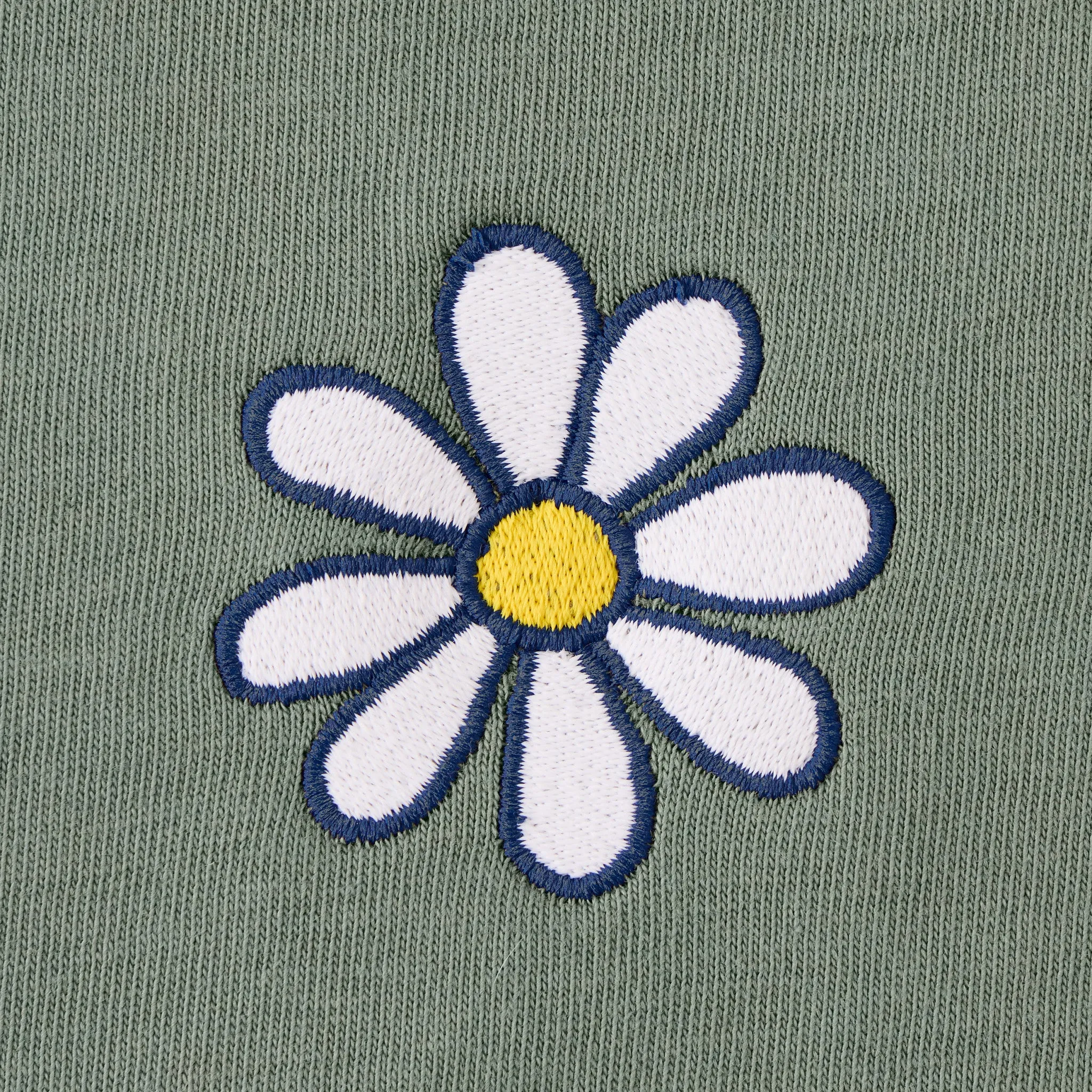 Women's Embroidered Daisy Short Sleeve Crusher Vee Life is Good