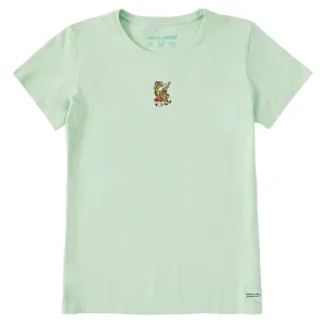 Women's Embroidered Guitar Frog Short Sleeve Crusher Tee Life is Good
