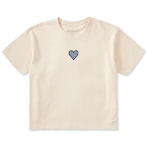 Women's Embroidered Heart Short Sleeve Crusher Boxy Tee Life is Good