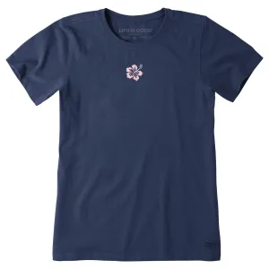 Women's Embroidered Hibiscus Short Sleeve Crusher Tee Life is Good