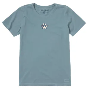 Women's Embroidered Paw Short Sleeve Crusher Tee Life is Good