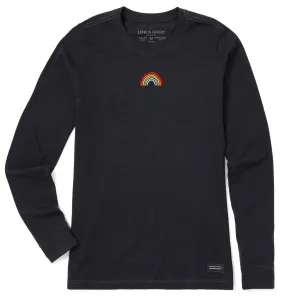 Women's Embroidered Rainbow Long Sleeve Crusher Tee Life is Good