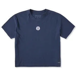 Women's Embroidered Sand Dollar Short Sleeve Crusher Boxy Tee Life is Good